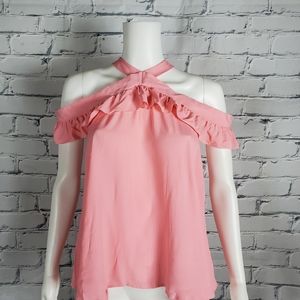 Boutique Moschino Pink Ruffle Off Shoulder Blouse